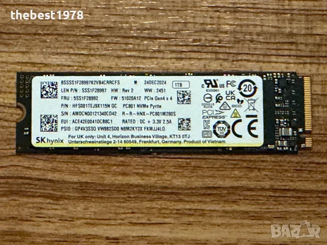 1TB SSD NVMe Gen 4 7000MB/s Hynix PC801 100% Здраве