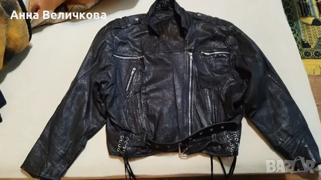 Черно кожено дамско рокерско яке