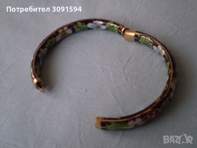 Красива дамска гривна емайл и цветя, снимка 3 - Антикварни и старинни предмети - 36859749