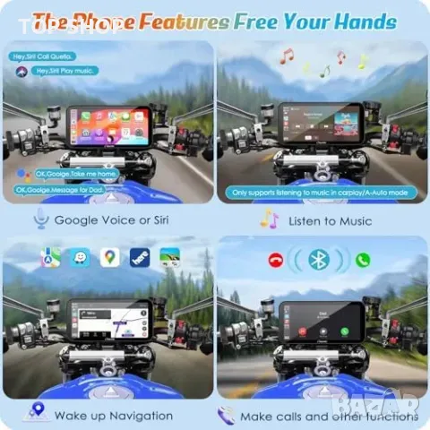 Нов Безжичен CarPlay и GPS за Мотоциклети, Водоустойчив 6.3" Дисплей, снимка 8 - Друга електроника - 49203433