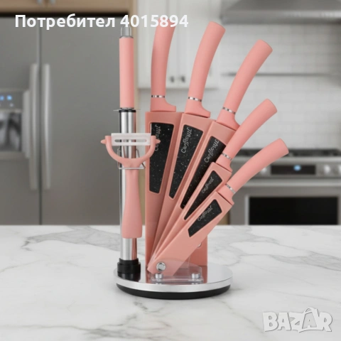 Комплект кухненски н о ж о в е 8 в 1 с въртяща се стойка Cheffinger за подредена кухня, снимка 2 - Други - 53196719