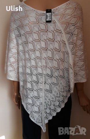 Дамски шал пончо - ажурна плетка, снимка 2 - Шалове - 30981107