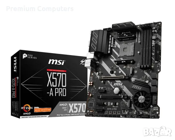 Дънна платка MSI X570-A PRO (Socket AM4, PCIe 4.0, M.2) – Отлично състояние +Задна планка и Sata 