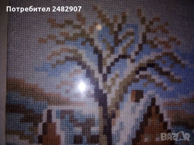 Малък ретро гоблен "Зима", снимка 3 - Гоблени - 34510094
