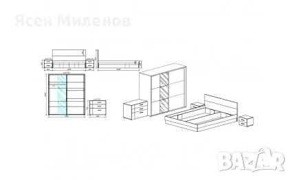 Спален комплект Сити 7011, снимка 2 - Спални и легла - 56235993