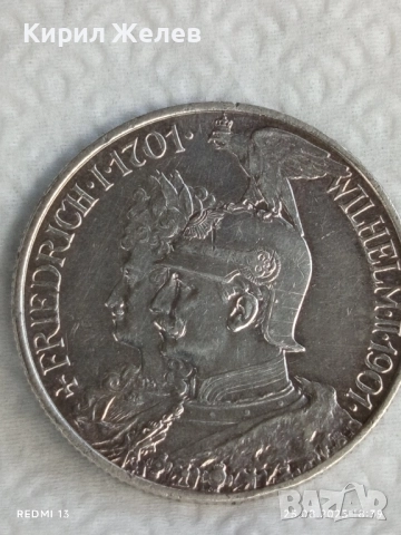 Сребърна монета 2 марки 1901г. Германия тема 200г. ПРУСИЯ уникат за КОЛЕКЦИОНЕРИ 20183