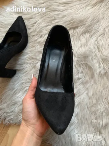 Велурени обувки с дебел ток Shoe aquarium, снимка 4 - Дамски обувки на ток - 48019973