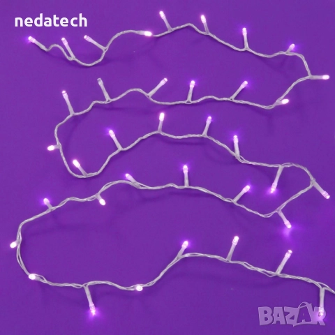 20 Декоративни LED лампички на батерии, 1.9 m, Лилави