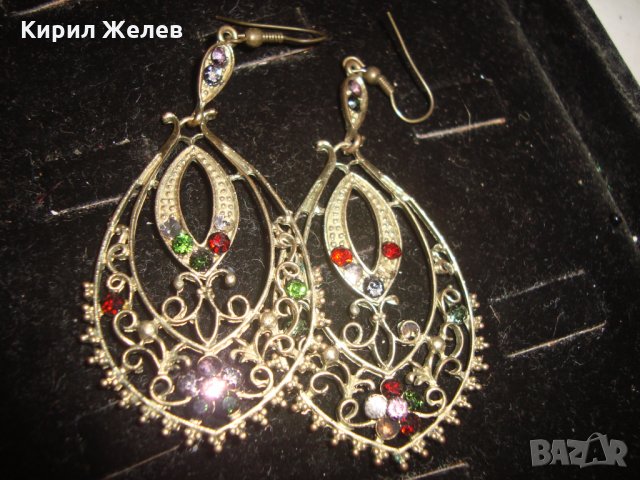 АРТ ВИНТИДЖ БРОНЗОВИ ОБЕЦИ с КРАСИВИ ЦВЕНТИ КАМЪНИ КРИСТАЛИ 11891, снимка 2 - Обеци - 30665841