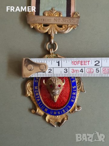 Сребърен позлата емайл Триизмерен Медал Орден Масонски Англия Лондон  , снимка 11 - Антикварни и старинни предмети - 42484496