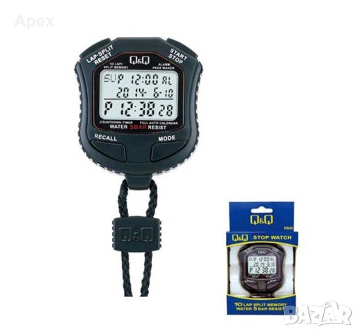 Професионален Хронометър Q&Q HS45J.Дигитални Хронометри за Спортисти. Темпо 100 Времена Таймер Пасер