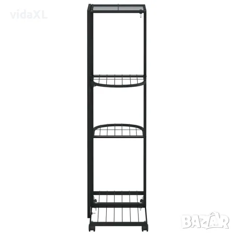 vidaXL 4-етажна стойка за цветя на колела, 44x23x80 см, черна, желязо, снимка 6 - Саксии и кашпи - 56147172