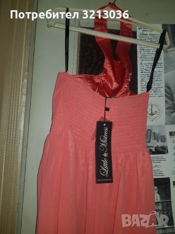 Официална дамска рокля цвят корал, нова марка Little Mistress London,размер uk 10,EU 38, снимка 6 - Рокли - 39392531