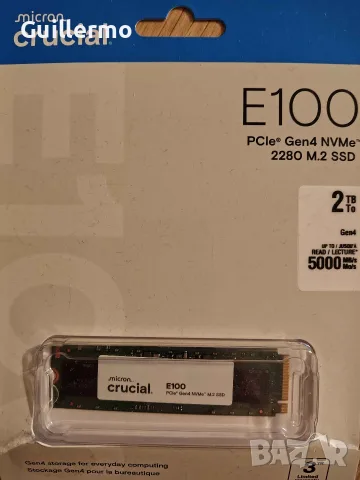 Crucial E100 NVMe m.2 SSD 2tb (100%) почти нов