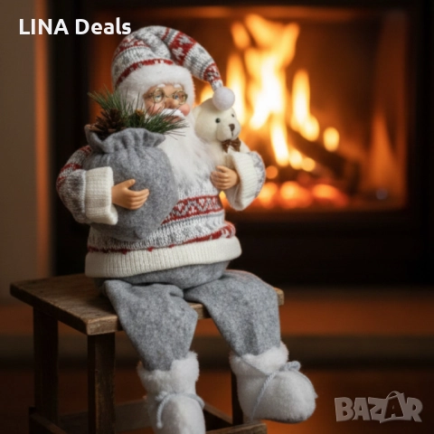 Голям Дядо Коледа с торба и мече, снимка 5 - Декорация за дома - 52585962