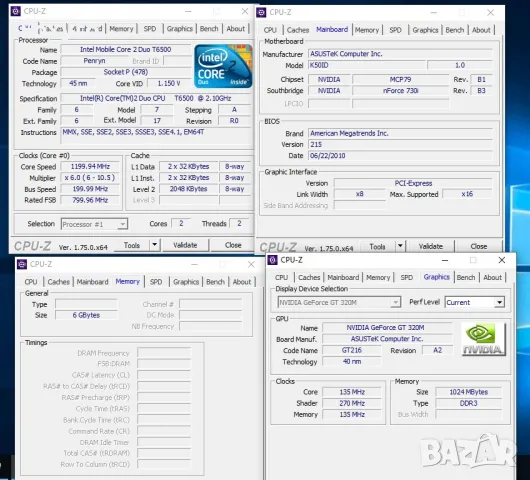 Laptop 15.6" Asus K50ID, Core2Duo 2.1GHz, GeForce 320M 1GB, SSD, снимка 7 - Лаптопи за дома - 50240072