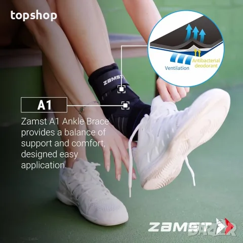 Чисто Нова Ортеза за Глезен Zamst A1 Black (Размер M - За ДЕСЕН крак) , снимка 2 - Ортези и протези - 55942329