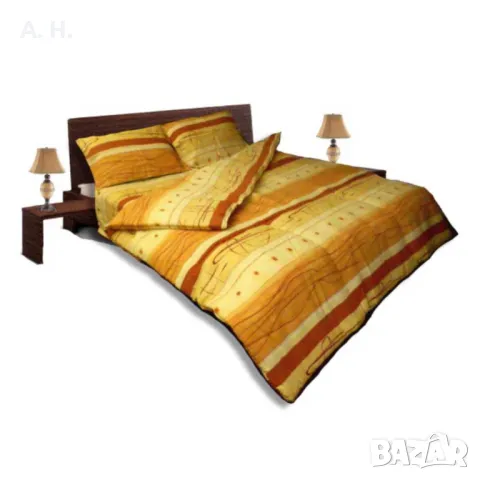 Спален комплект 4 части оранжев, снимка 2 - Спално бельо - 48100864