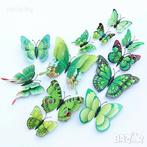 Комплект от 12 декоративни пеперуди, които да поставите на стената 3D с евтини магнитни декорации за, снимка 10 - Декорация за дома - 36629703
