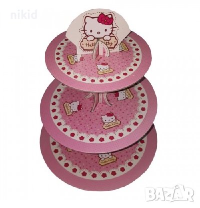 Hello Kitty Коте Кити 3 етажна Триетажна поставка стойка за мъфини картонена