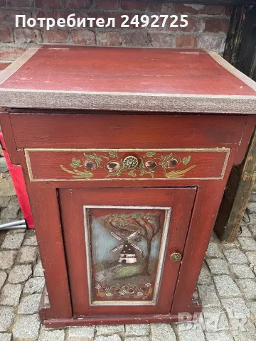 Шкаф малък, нощно шкафче масив ръчно рисуван от Дания, снимка 6 - Шкафове - 50008998