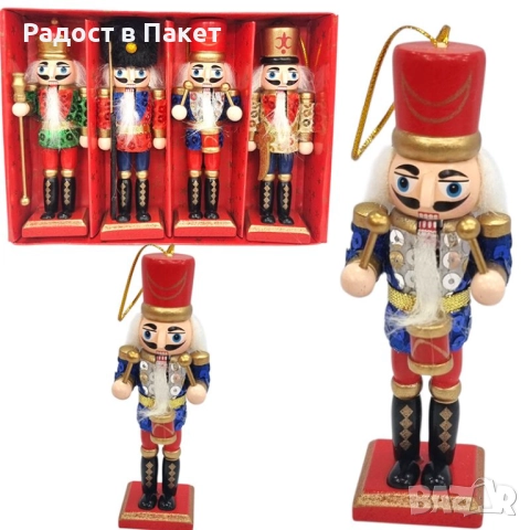 Комплект от 4 дървени фигурки,Лешникотрошач,13см,различни видове, снимка 3 - Декорация за дома - 52719213