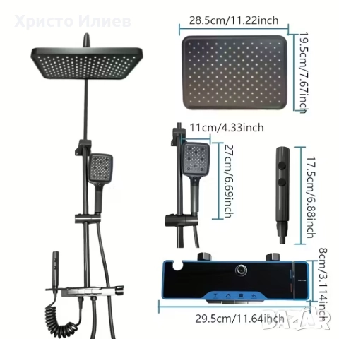 Луксозна Душ система със стъклен смесител 4 функции за вода, снимка 9 - Смесители - 51848523