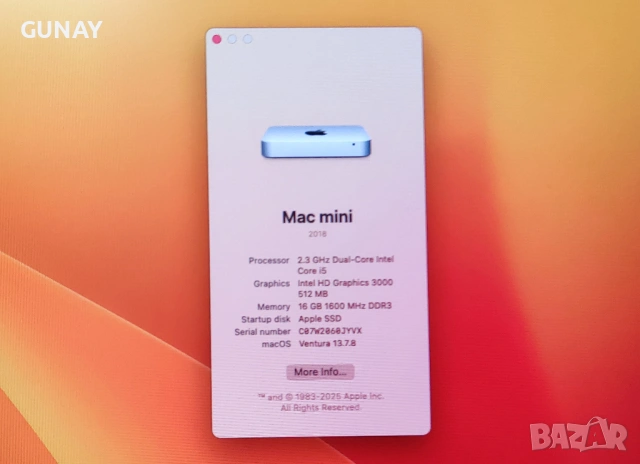 Mac Mini A1347 16GB RAM 240GB SSD i5 комплект Magic Mouse и клавиатура, снимка 9 - Работни компютри - 53956364