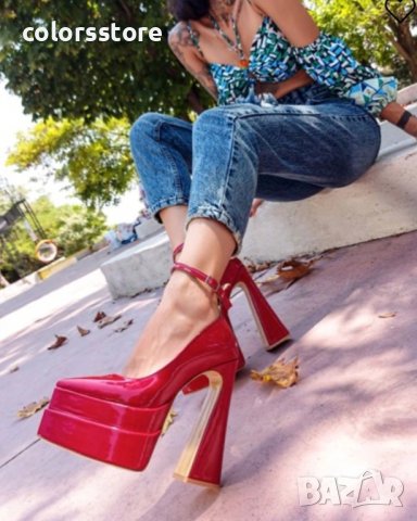 Обувки на ток - червен лак - VT2