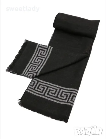 Елегантен мъжки шал сиво и черно на мотиви, снимка 2 - Шалове - 48183560