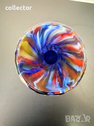 Стъклена ваза Мурано Fratelli Toso многоцветна. №7513, снимка 8 - Антикварни и старинни предмети - 52120888