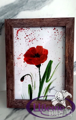 Рисувани Цветя - рамкирани, снимка 3 - Декорация за дома - 53884293