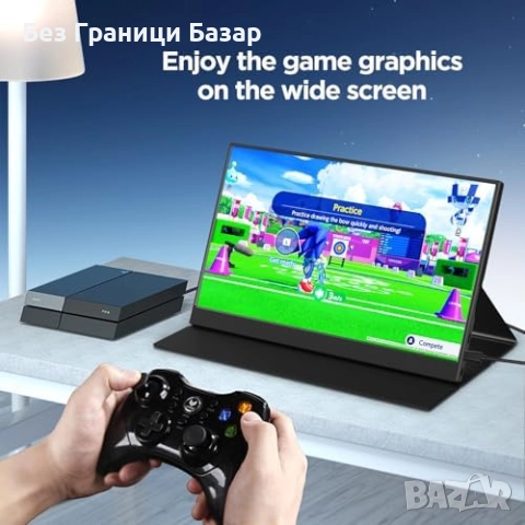 Нов Преносим 15.6 инча FHD монитор за лаптоп USB-C HDR за работа игри, снимка 4 - Друга електроника - 52940517