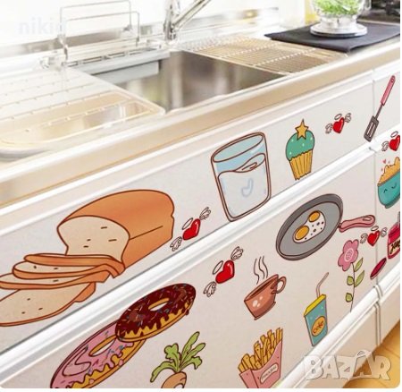 Кухненски стикер за кухня мебели зеленчуци храна самозалепващ за стена хладилник и др, снимка 3 - Други - 42251360