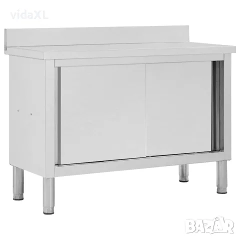 vidaXL Работна маса с плъзгащи врати, 120x50x(95-97) см, инокс