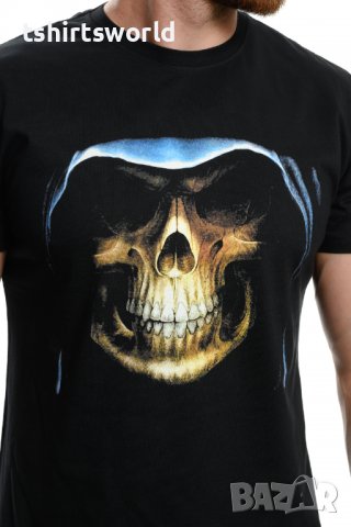 Нова мъжка тениска с дигитален печат Череп с качулка, Скелет, снимка 2 - Тениски - 37664193