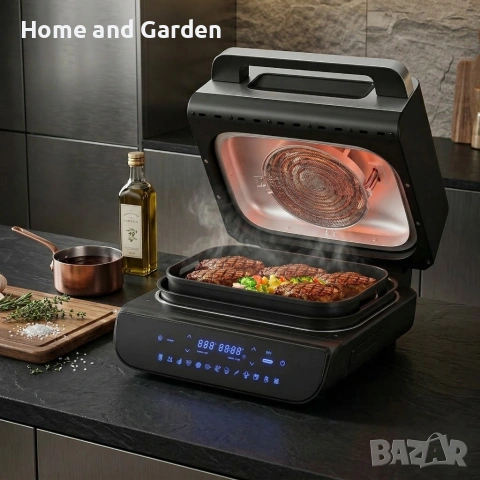 Мултифункционален грил-фритюрник HOMELUX 6в1 с горещ въздух, 1700W, 12 програми