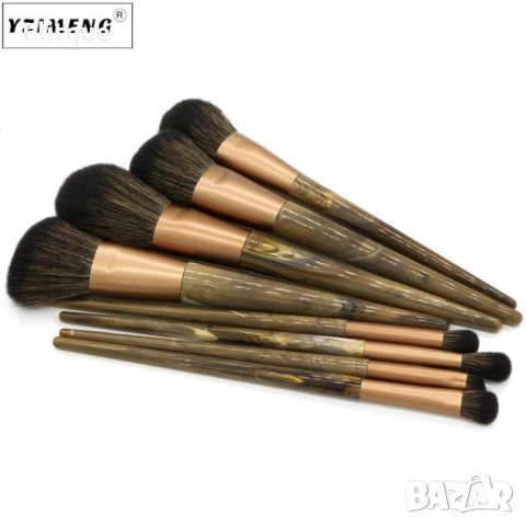 Стилен комплект от 8 броя чеки за грим с дръжки тъмен мрамор HZS28, снимка 6 - Други - 52830538