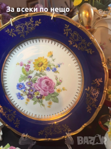 EPIAG Carlsbad Czechoslovakia- уникална красота изобразена върху превъзходно плато 24.5 см Код P1824, снимка 6 - Сервизи - 53002310