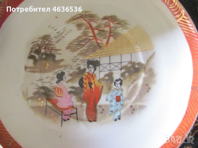 Японски К-т Чашка за чай, чинйка костен порцелан , маркирани, снимка 3 - Сервизи - 53254905