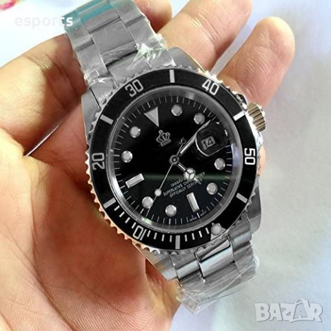 Часовник в стил Rolex Submariner сребристо и черно Silver Black