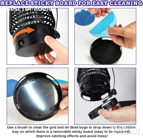 Електрически капан за насекоми Phosooy, 2500V щепселен капан за комари със сменяеми лепящи подложки , снимка 6 - Други стоки за дома - 54192820