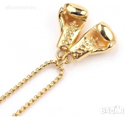 Синджир с висулка 2 мини боксови ръкавици колие хип-хоп верига спортни фитнес аксесоари бижута колие, снимка 16 - Колиета, медальони, синджири - 38283271