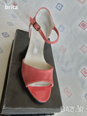 №37 Нови! Сандалки цвят Диня на ток, снимка 4 - Сандали - 44806001