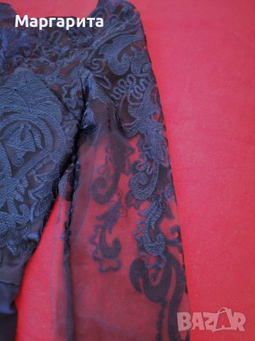 Елегантна тъмносиня рокля с бродерия Chi Chi London Curve, снимка 11 - Рокли - 40060176