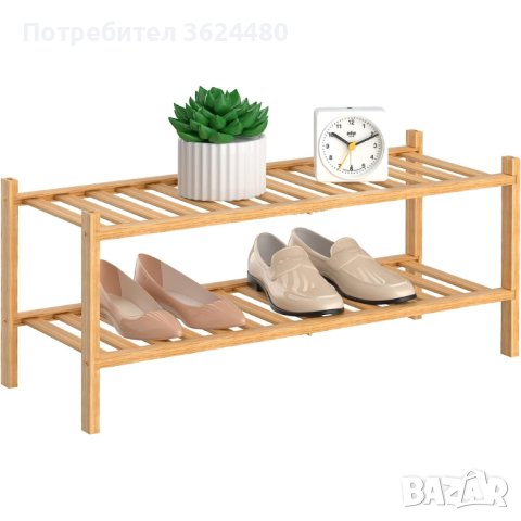 4064 Бамбуков стилаж с 2 рафта, снимка 4 - Други стоки за дома - 42155673