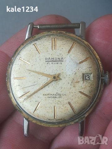 Швейцарски часовник RAMONA 21 rubis. Vintage watch. Мъжки механичен. Swiss made , снимка 4 - Мъжки - 40639686