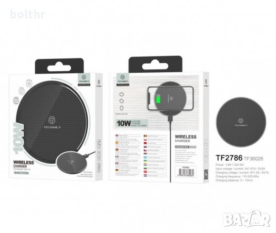 Безжично зарядно за телефони Techancy TF2786, 10W, снимка 1