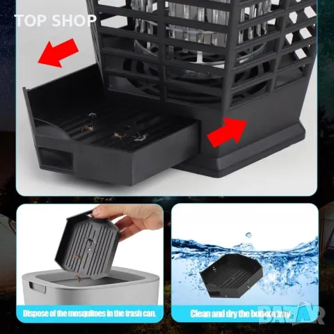 Mosquito Zapper Електрическа лампа за унищожаване на комари,13W 4200V UV лампа без токсични химикали, снимка 2 - Други стоки за дома - 49423100