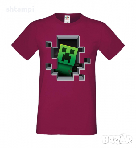 Мъжка тениска Creeper Face 4,Minecraft,Игра,Забавление,подарък,Изненада,Рожден Ден., снимка 5 - Тениски - 36492807